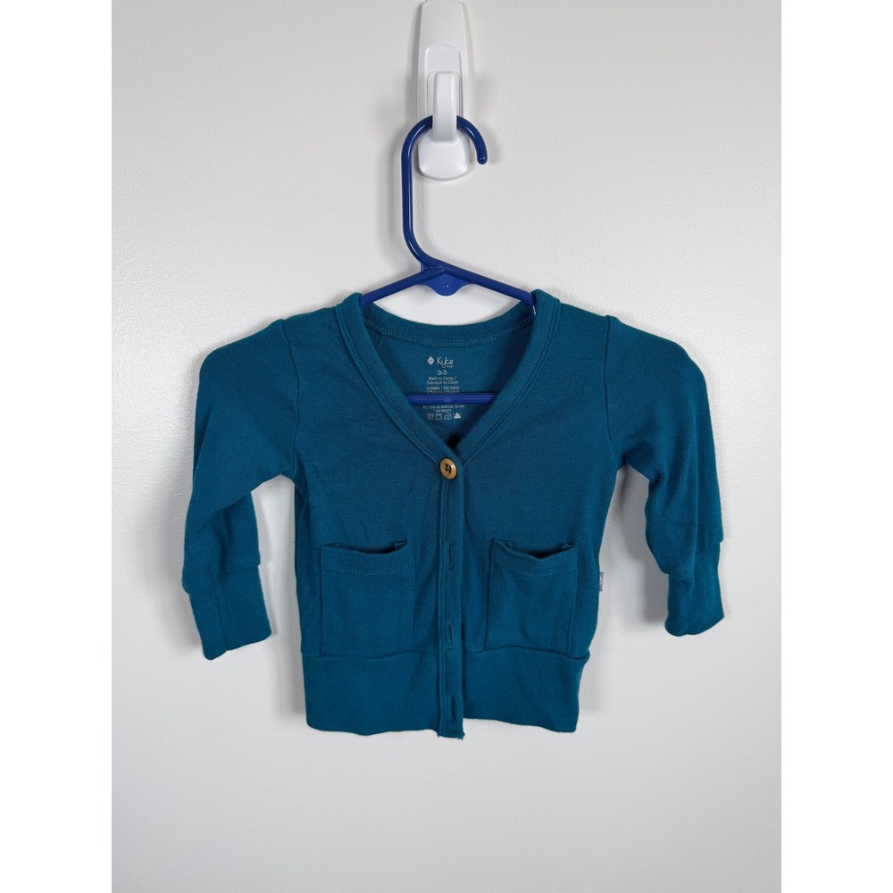 Kyte Baby Teal Blue Bamboo Cardigan Sweater 0-3 Months